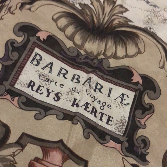 Vintage Ellen Tracey Scarf-33x33-Travel/Map Themed-Pinks/Browns/Maroon-EUC - Picture 9 of 15